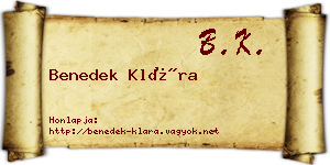 Benedek Klára névjegykártya